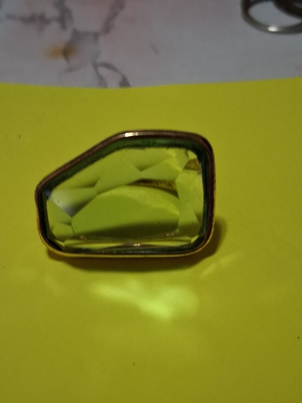Faceted Lime Green Statement Ring - Women Accessories